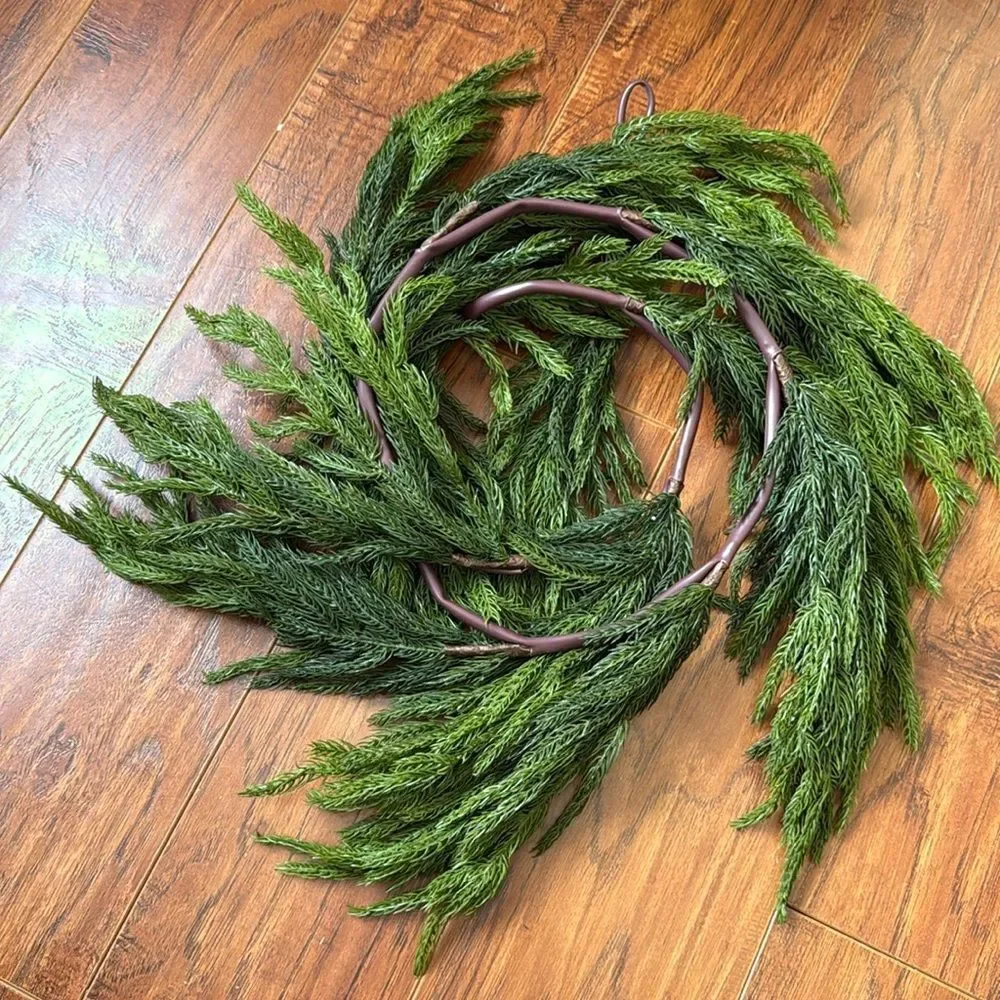 NWOT Real Touch Norfolk Pine Christmas Garland Artificial Green Holiday - Picture 3 of 9